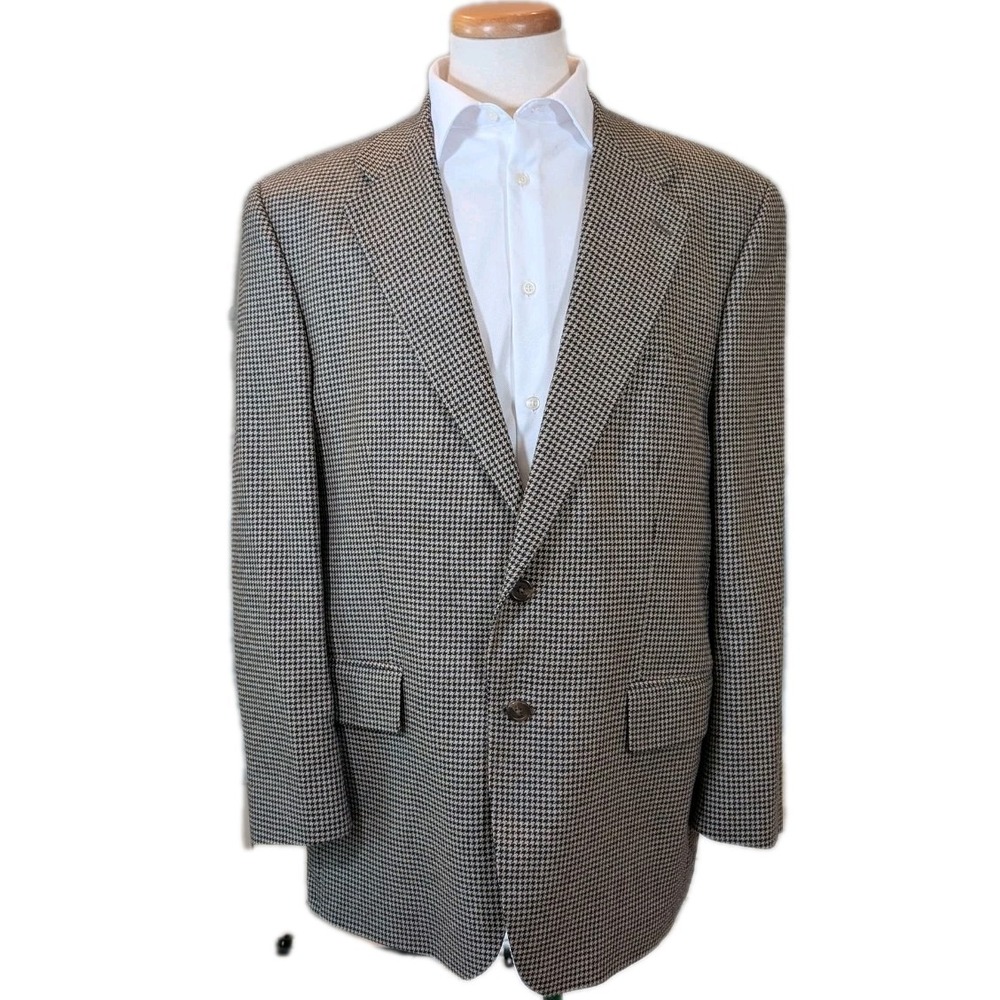 VINTAGE Polo Ralph Lauren Blazer Mens 44R Houndstooth University Club Sport Coat
